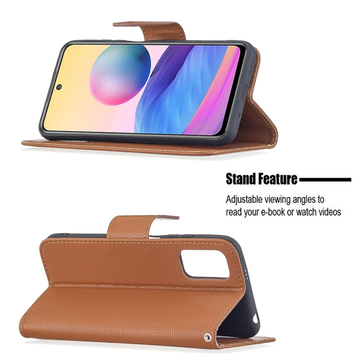 For Xiaomi Poco M3 Pro / Redmi Note 10 5G Litchi Texture Pure Color Horizontal Flip Leather Case with Holder & Card Slots & Wallet & Lanyard(Brown) - Xiaomi Cases by buy2fix | Online Shopping UK | buy2fix