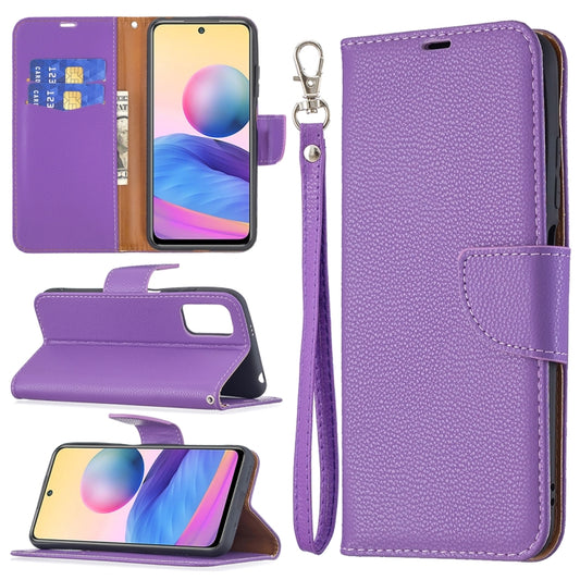 For Xiaomi Poco M3 Pro / Redmi Note 10 5G Litchi Texture Pure Color Horizontal Flip Leather Case with Holder & Card Slots & Wallet & Lanyard(Purple) - Xiaomi Cases by buy2fix | Online Shopping UK | buy2fix