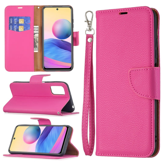 For Xiaomi Poco M3 Pro / Redmi Note 10 5G Litchi Texture Pure Color Horizontal Flip Leather Case with Holder & Card Slots & Wallet & Lanyard(Rose Red) - Xiaomi Cases by buy2fix | Online Shopping UK | buy2fix