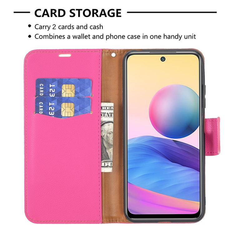 For Xiaomi Poco M3 Pro / Redmi Note 10 5G Litchi Texture Pure Color Horizontal Flip Leather Case with Holder & Card Slots & Wallet & Lanyard(Rose Red) - Xiaomi Cases by buy2fix | Online Shopping UK | buy2fix