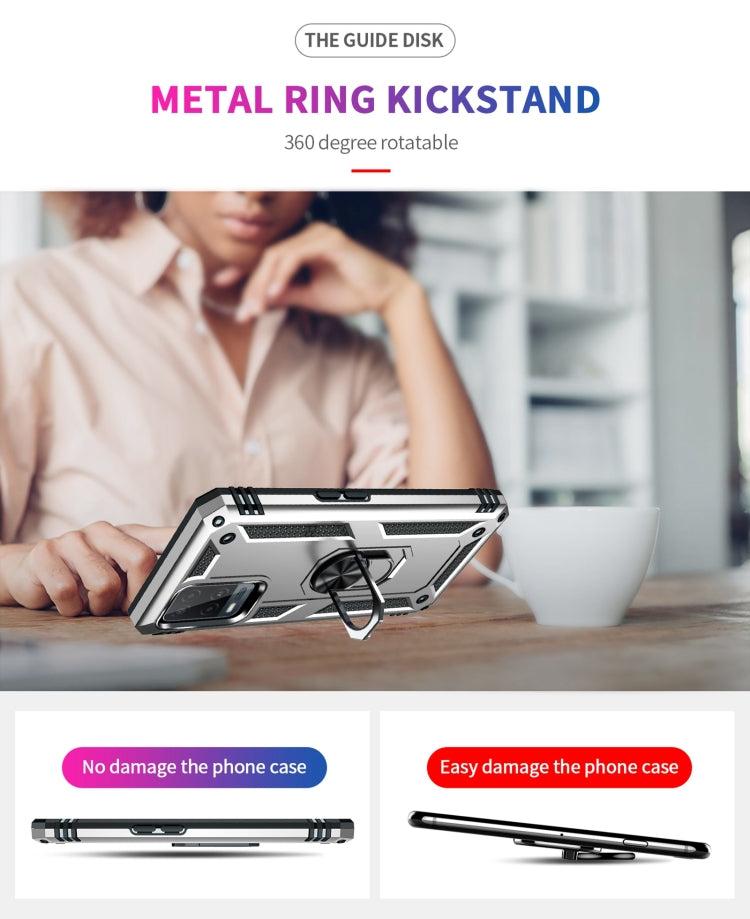 For OPPO A54 4G Shockproof TPU + PC Protective Case with 360 Degree Rotating Holder(Silver) by buy2fix