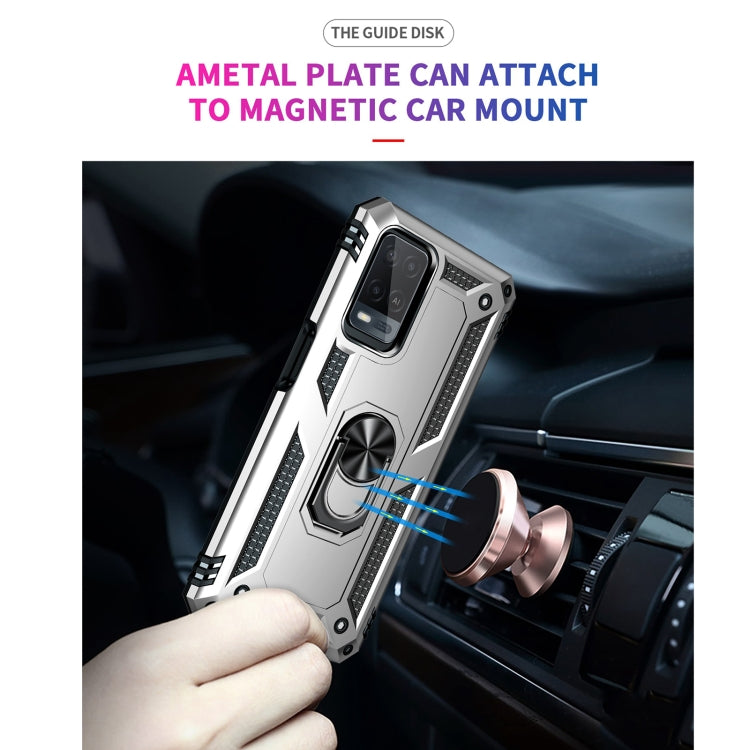 For OPPO A54 4G Shockproof TPU + PC Protective Case with 360 Degree Rotating Holder(Silver) by buy2fix