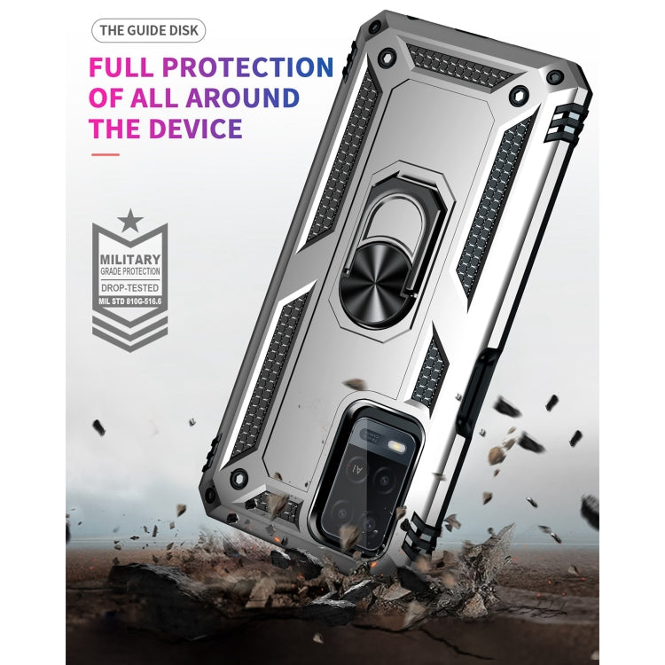 For OPPO A54 4G Shockproof TPU + PC Protective Case with 360 Degree Rotating Holder(Silver) by buy2fix