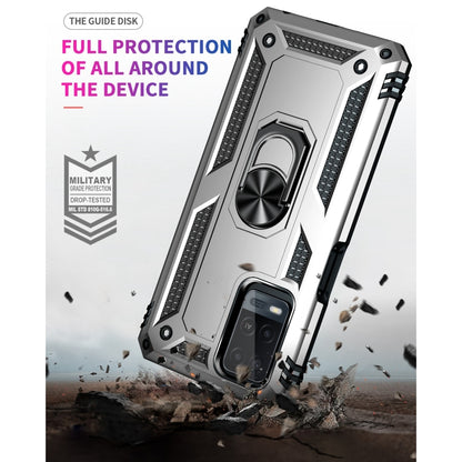 For OPPO A54 4G Shockproof TPU + PC Protective Case with 360 Degree Rotating Holder(Silver) by buy2fix