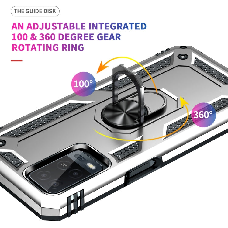 For OPPO A54 4G Shockproof TPU + PC Protective Case with 360 Degree Rotating Holder(Silver) by buy2fix