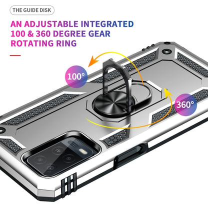 For OPPO A54 4G Shockproof TPU + PC Protective Case with 360 Degree Rotating Holder(Silver) by buy2fix