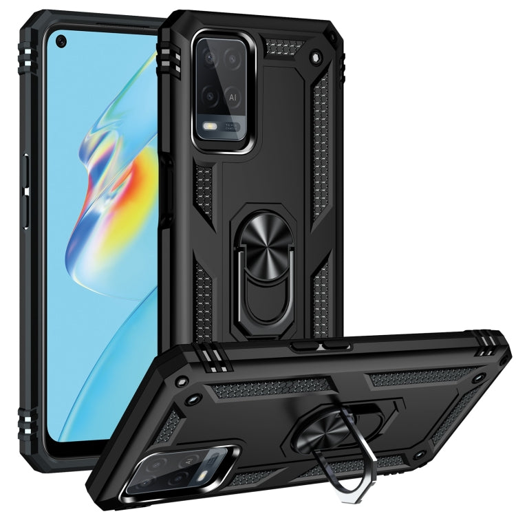 For OPPO A54 4G Shockproof TPU + PC Protective Case with 360 Degree Rotating Holder(Black) by buy2fix