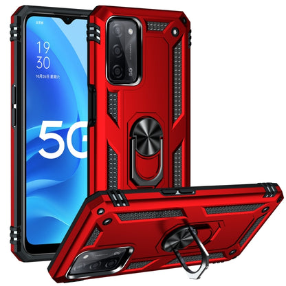 For OPPO A55 5G Shockproof TPU + PC Protective Case with 360 Degree Rotating Holder(Red) - OPPO Cases by buy2fix | Online Shopping UK | buy2fix