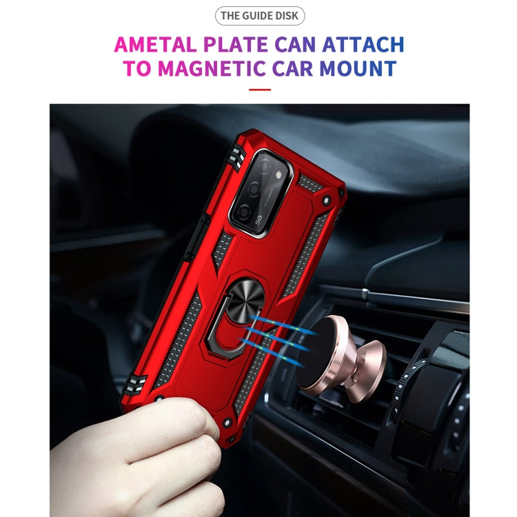 For OPPO A55 5G Shockproof TPU + PC Protective Case with 360 Degree Rotating Holder(Red) - OPPO Cases by buy2fix | Online Shopping UK | buy2fix