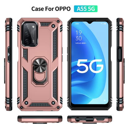 For OPPO A55 5G Shockproof TPU + PC Protective Case with 360 Degree Rotating Holder(Rose Gold) by buy2fix