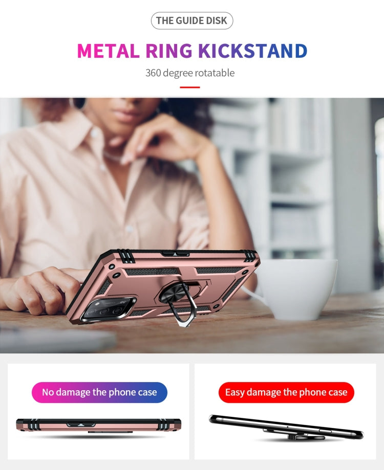 For OPPO A55 5G Shockproof TPU + PC Protective Case with 360 Degree Rotating Holder(Rose Gold) by buy2fix