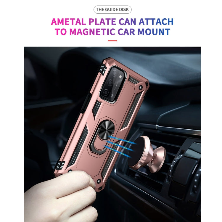 For OPPO A55 5G Shockproof TPU + PC Protective Case with 360 Degree Rotating Holder(Rose Gold) by buy2fix