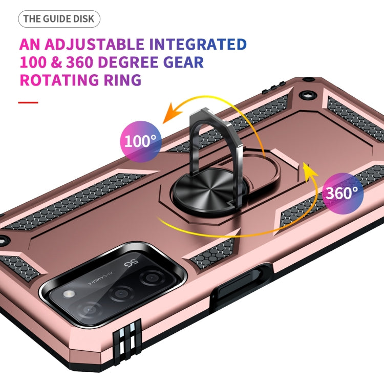 For OPPO A55 5G Shockproof TPU + PC Protective Case with 360 Degree Rotating Holder(Rose Gold) by buy2fix