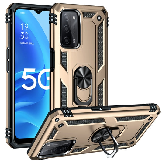 For OPPO A55 5G Shockproof TPU + PC Protective Case with 360 Degree Rotating Holder(Gold) by buy2fix