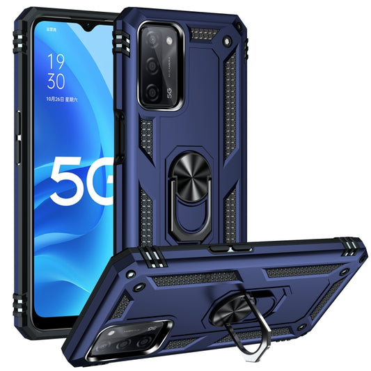 For OPPO A55 5G Shockproof TPU + PC Protective Case with 360 Degree Rotating Holder(Blue) by buy2fix
