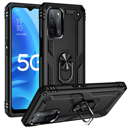 For OPPO A55 5G Shockproof TPU + PC Protective Case with 360 Degree Rotating Holder(Black) by buy2fix