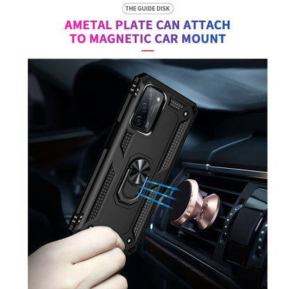 For OPPO A55 5G Shockproof TPU + PC Protective Case with 360 Degree Rotating Holder(Black) by buy2fix