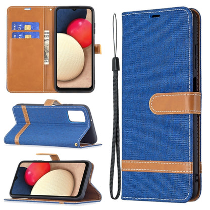 For Samsung Galaxy A03s 164mm Color Matching Denim Texture Horizontal Flip Leather Case with Holder & Card Slots & Wallet & Lanyard(Royal Blue) by buy2fix