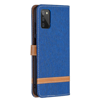 For Samsung Galaxy A03s 164mm Color Matching Denim Texture Horizontal Flip Leather Case with Holder & Card Slots & Wallet & Lanyard(Royal Blue) by buy2fix