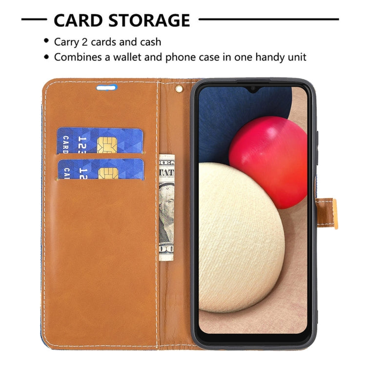 For Samsung Galaxy A03s 164mm Color Matching Denim Texture Horizontal Flip Leather Case with Holder & Card Slots & Wallet & Lanyard(Royal Blue) by buy2fix