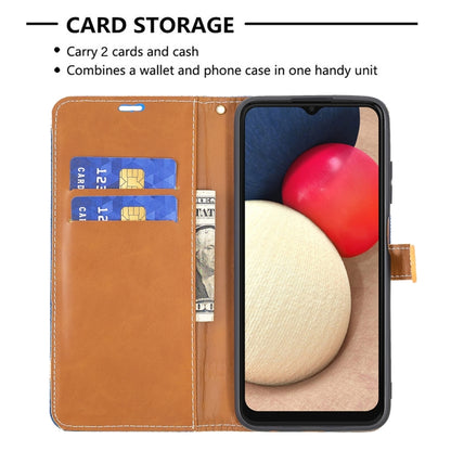 For Samsung Galaxy A03s 164mm Color Matching Denim Texture Horizontal Flip Leather Case with Holder & Card Slots & Wallet & Lanyard(Royal Blue) by buy2fix