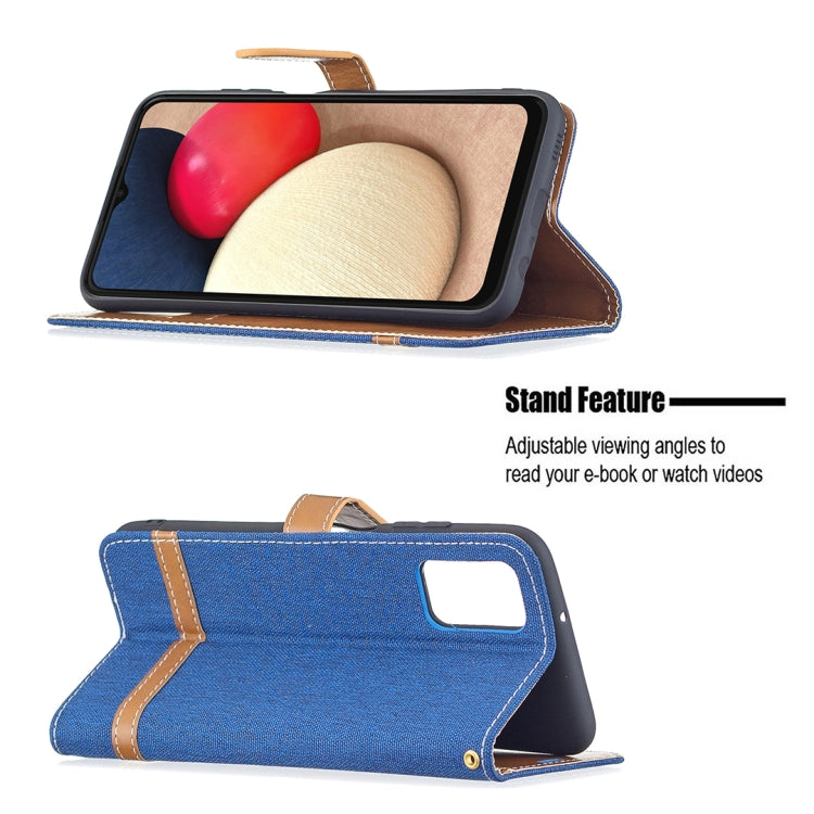 For Samsung Galaxy A03s 164mm Color Matching Denim Texture Horizontal Flip Leather Case with Holder & Card Slots & Wallet & Lanyard(Royal Blue) by buy2fix