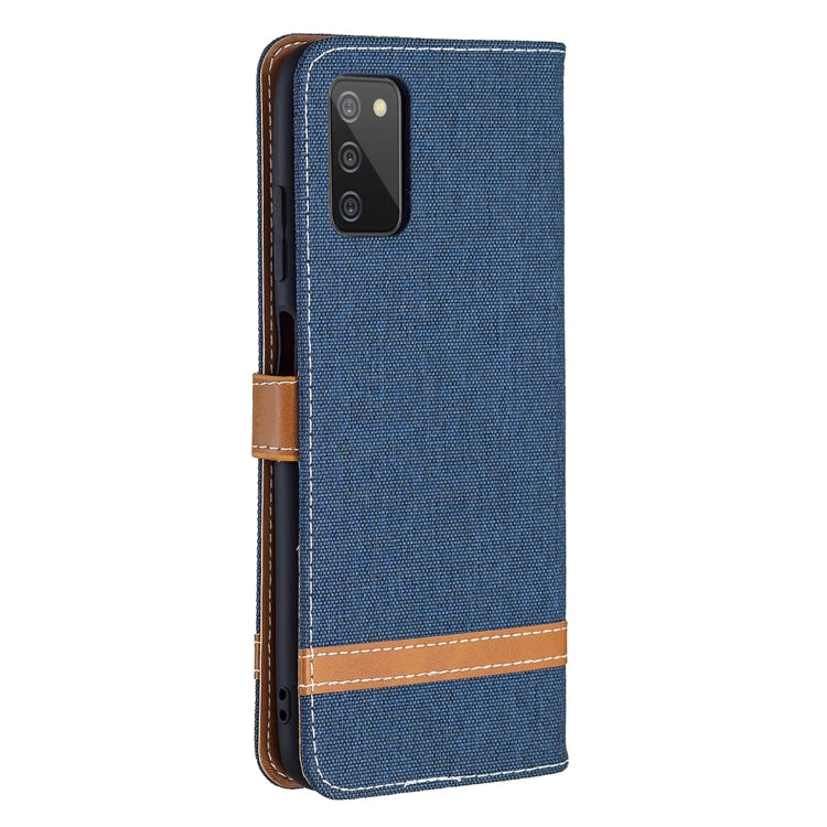 For Samsung Galaxy A03s 164mm Color Matching Denim Texture Horizontal Flip Leather Case with Holder & Card Slots & Wallet & Lanyard(Dark Blue) by buy2fix