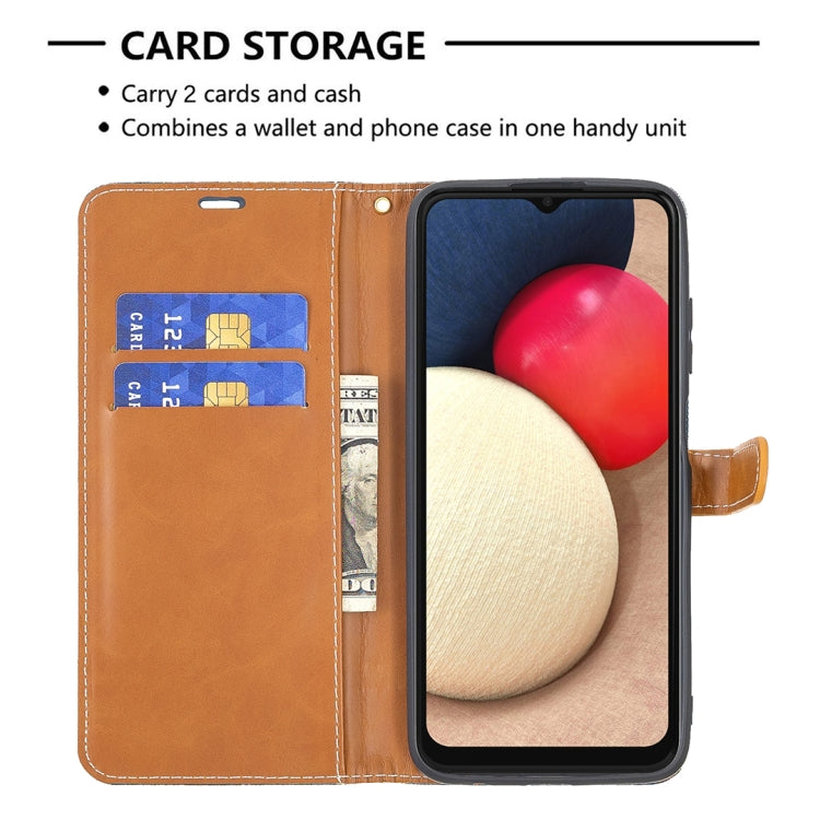 For Samsung Galaxy A03s 164mm Color Matching Denim Texture Horizontal Flip Leather Case with Holder & Card Slots & Wallet & Lanyard(Dark Blue) by buy2fix