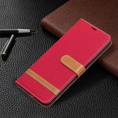 For Samsung Galaxy A03s 164mm Color Matching Denim Texture Horizontal Flip Leather Case with Holder & Card Slots & Wallet & Lanyard(Red) by buy2fix