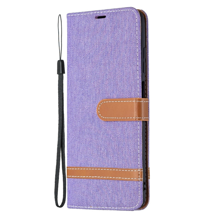 For Samsung Galaxy A03s 164mm Color Matching Denim Texture Horizontal Flip Leather Case with Holder & Card Slots & Wallet & Lanyard(Purple) by buy2fix