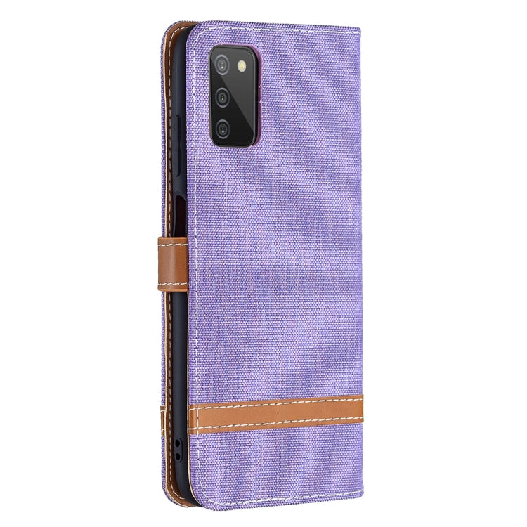 For Samsung Galaxy A03s 164mm Color Matching Denim Texture Horizontal Flip Leather Case with Holder & Card Slots & Wallet & Lanyard(Purple) by buy2fix