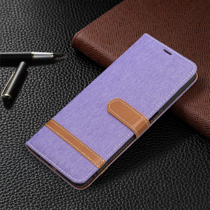 For Samsung Galaxy A03s 164mm Color Matching Denim Texture Horizontal Flip Leather Case with Holder & Card Slots & Wallet & Lanyard(Purple) by buy2fix