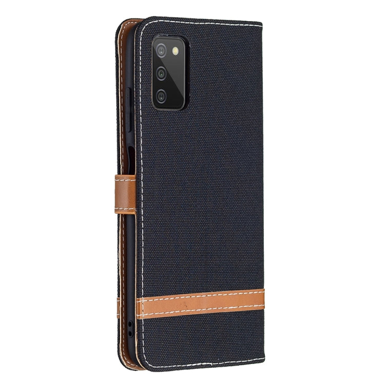 For Samsung Galaxy A03s 164mm Color Matching Denim Texture Horizontal Flip Leather Case with Holder & Card Slots & Wallet & Lanyard(Black) by buy2fix