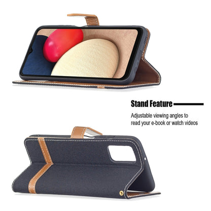 For Samsung Galaxy A03s 164mm Color Matching Denim Texture Horizontal Flip Leather Case with Holder & Card Slots & Wallet & Lanyard(Black) by buy2fix