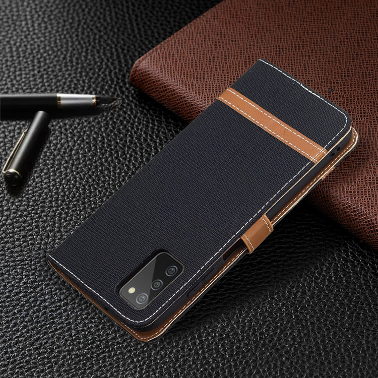 For Samsung Galaxy A03s 164mm Color Matching Denim Texture Horizontal Flip Leather Case with Holder & Card Slots & Wallet & Lanyard(Black) by buy2fix
