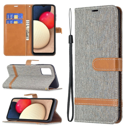 For Samsung Galaxy A03s 164mm Color Matching Denim Texture Horizontal Flip Leather Case with Holder & Card Slots & Wallet & Lanyard(Grey) by buy2fix