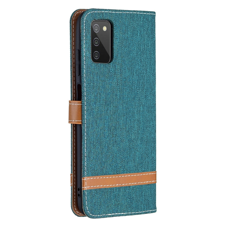 For Samsung Galaxy A03s 164mm Color Matching Denim Texture Horizontal Flip Leather Case with Holder & Card Slots & Wallet & Lanyard(Green) by buy2fix