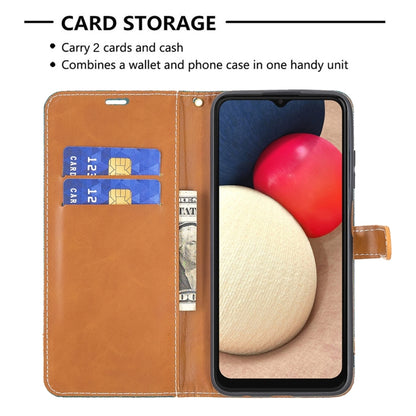 For Samsung Galaxy A03s 164mm Color Matching Denim Texture Horizontal Flip Leather Case with Holder & Card Slots & Wallet & Lanyard(Green) by buy2fix