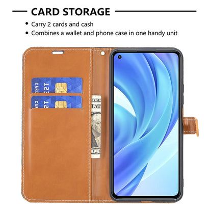 For Xiaomi Mi 11 Lite Color Matching Denim Texture Horizontal Flip Leather Case with Holder & Card Slots & Wallet & Lanyard(Dark Blue) - Xiaomi Cases by buy2fix | Online Shopping UK | buy2fix