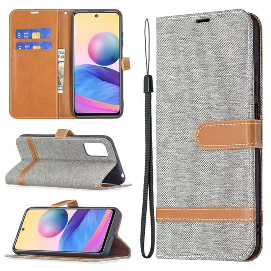 For Xiaomi Poco M3 Pro / Redmi Note 10 5G Color Matching Denim Texture Horizontal Flip Leather Case with Holder & Card Slots & Wallet & Lanyard(Grey) - Xiaomi Cases by buy2fix | Online Shopping UK | buy2fix
