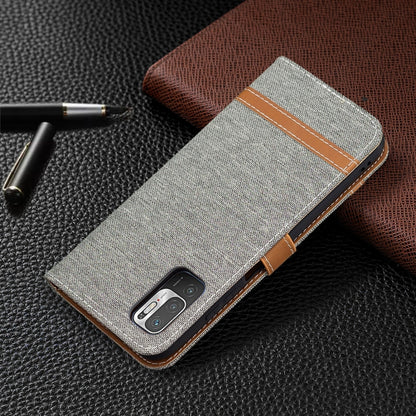 For Xiaomi Poco M3 Pro / Redmi Note 10 5G Color Matching Denim Texture Horizontal Flip Leather Case with Holder & Card Slots & Wallet & Lanyard(Grey) - Xiaomi Cases by buy2fix | Online Shopping UK | buy2fix