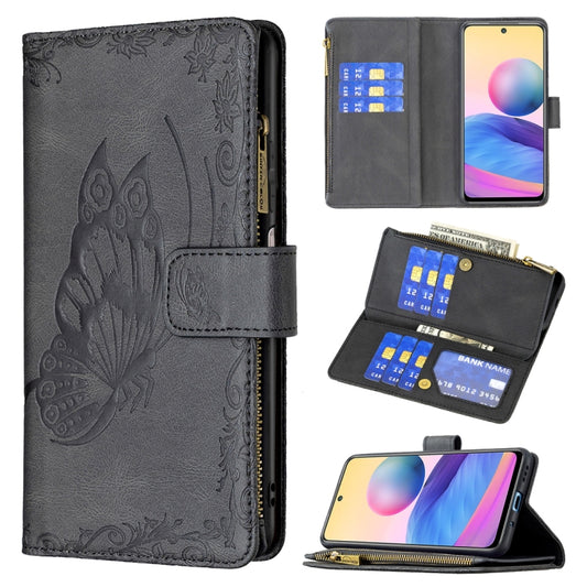 For Xiaomi Poco M3 Pro / Redmi Note 10 5G Flying Butterfly Embossing Pattern Zipper Horizontal Flip Leather Case with Holder & Card Slots & Wallet(Black) - Xiaomi Cases by buy2fix | Online Shopping UK | buy2fix