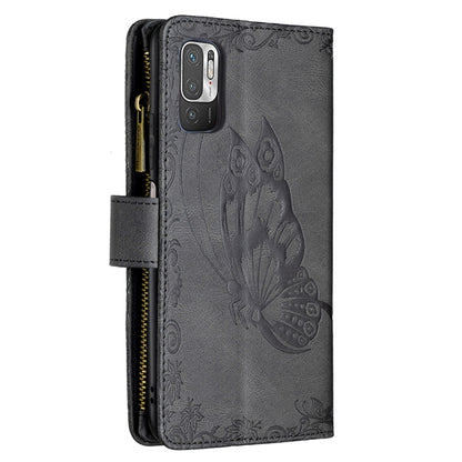 For Xiaomi Poco M3 Pro / Redmi Note 10 5G Flying Butterfly Embossing Pattern Zipper Horizontal Flip Leather Case with Holder & Card Slots & Wallet(Black) - Xiaomi Cases by buy2fix | Online Shopping UK | buy2fix