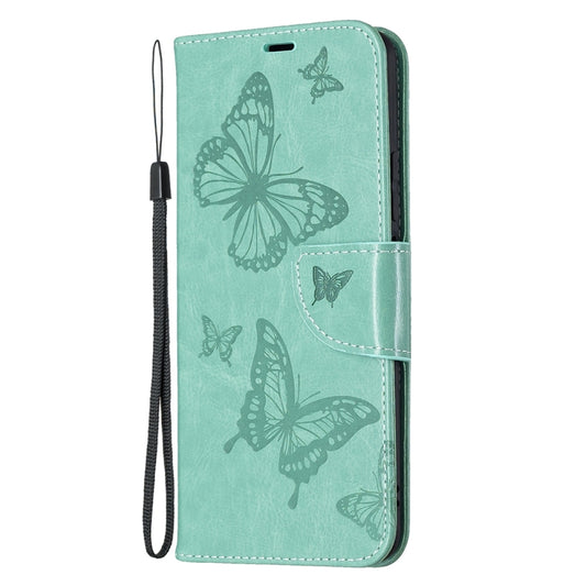 For Xiaomi Mi 11 Lite Embossing Two Butterflies Pattern Horizontal Flip PU Leather Case with Holder & Card Slot & Wallet & Lanyard(Green) - Xiaomi Cases by buy2fix | Online Shopping UK | buy2fix