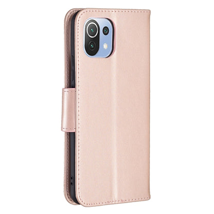 For Xiaomi Mi 11 Lite Embossing Two Butterflies Pattern Horizontal Flip PU Leather Case with Holder & Card Slot & Wallet & Lanyard(Rose Gold) - Xiaomi Cases by buy2fix | Online Shopping UK | buy2fix
