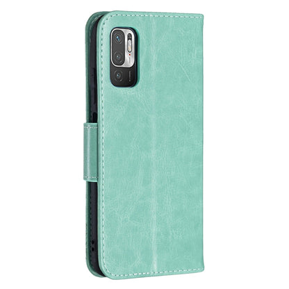 For Xiaomi Poco M3 Pro / Redmi Note 10 5G Embossing Two Butterflies Pattern Horizontal Flip PU Leather Case with Holder & Card Slot & Wallet & Lanyard(Green) - Xiaomi Cases by buy2fix | Online Shopping UK | buy2fix