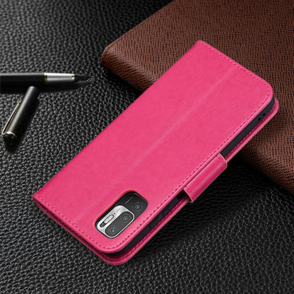 For Xiaomi Poco M3 Pro / Redmi Note 10 5G Embossing Two Butterflies Pattern Horizontal Flip PU Leather Case with Holder & Card Slot & Wallet & Lanyard(Rose Red) - Xiaomi Cases by buy2fix | Online Shopping UK | buy2fix