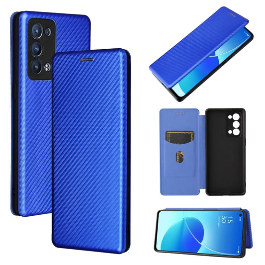 For OPPO Reno6 Pro+ 5G Carbon Fiber Texture Horizontal Flip TPU + PC + PU Leather Case with Card Slot(Blue) by buy2fix