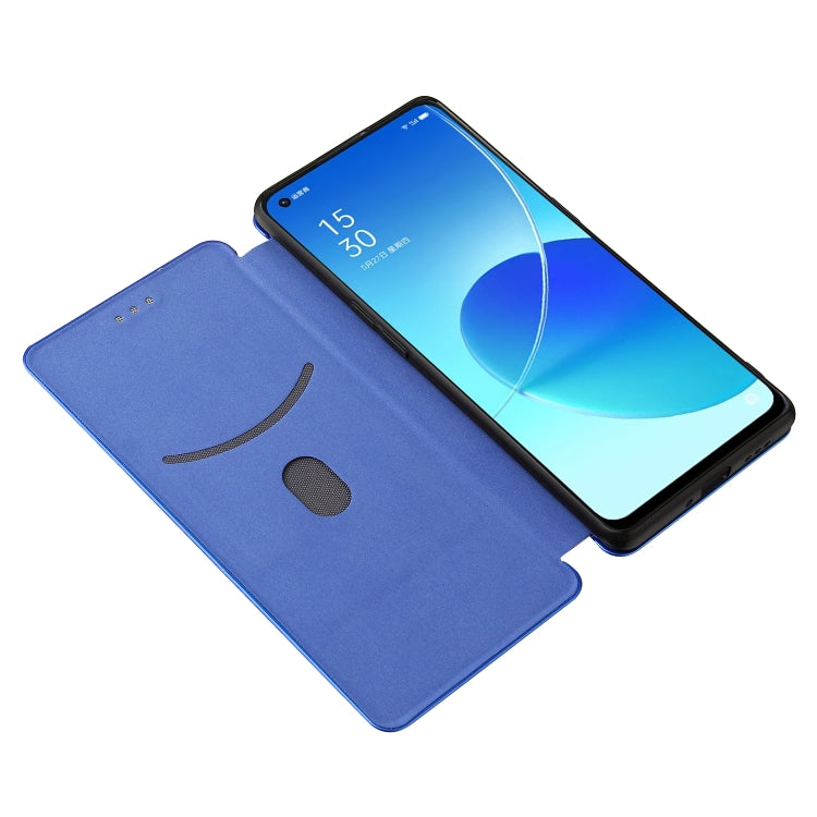 For OPPO Reno6 Pro+ 5G Carbon Fiber Texture Horizontal Flip TPU + PC + PU Leather Case with Card Slot(Blue) by buy2fix