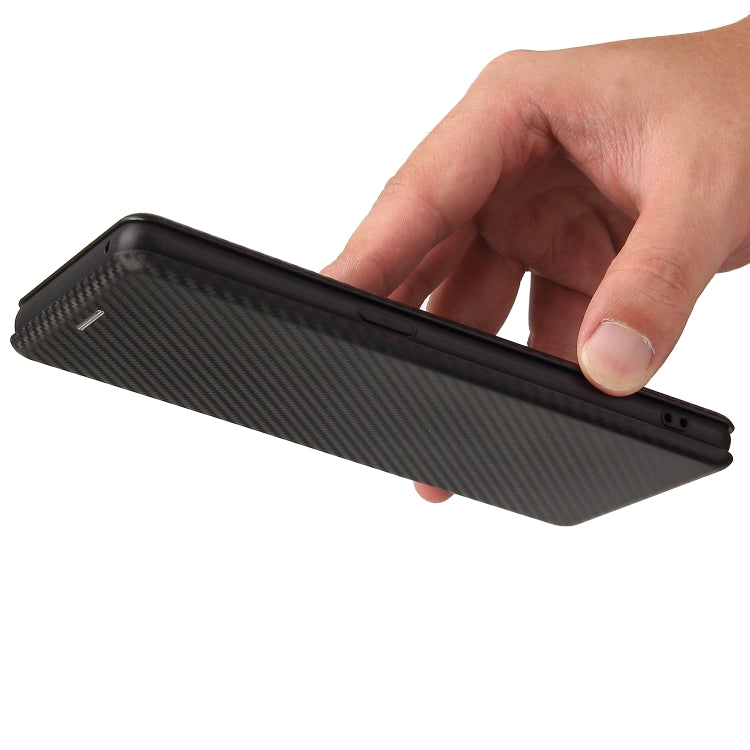 For OPPO Reno6 Pro+ 5G Carbon Fiber Texture Horizontal Flip TPU + PC + PU Leather Case with Card Slot(Black) by buy2fix